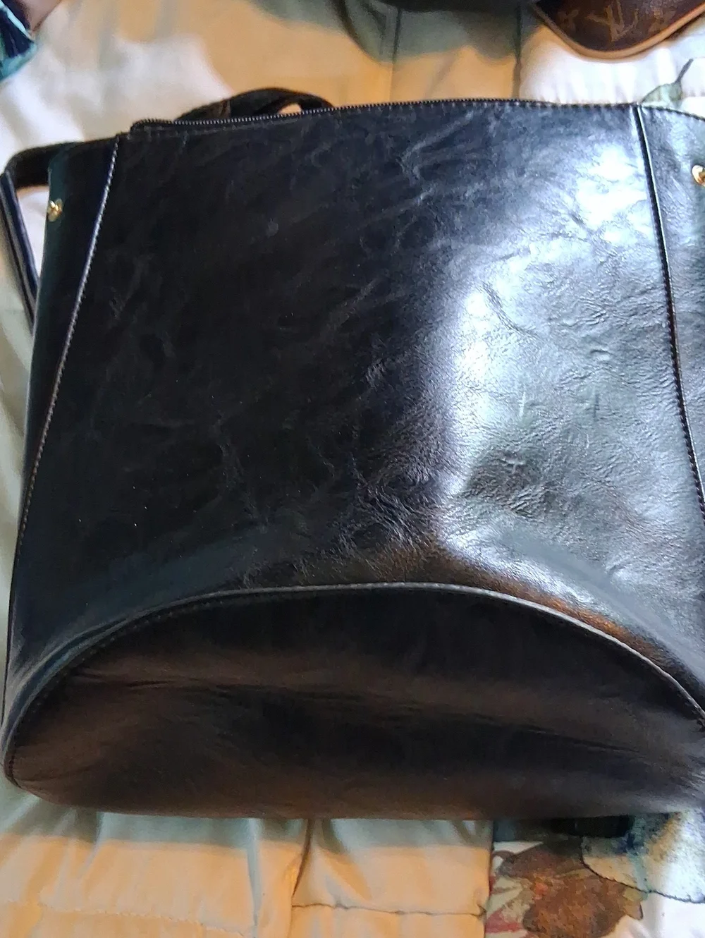 Sleek Black Faux Leather Women's Backpack Tote
